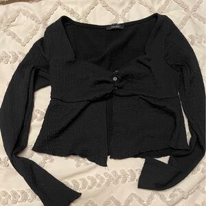 Forever 21 - Black Textured Long Sleeve Top